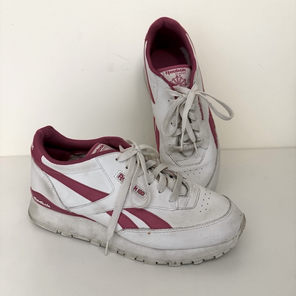 REEBOK CLASSIC CONQUEST WHITE HOT PINK WOMENS 7 ATHLETIC TENNIS SHOE CASUAL